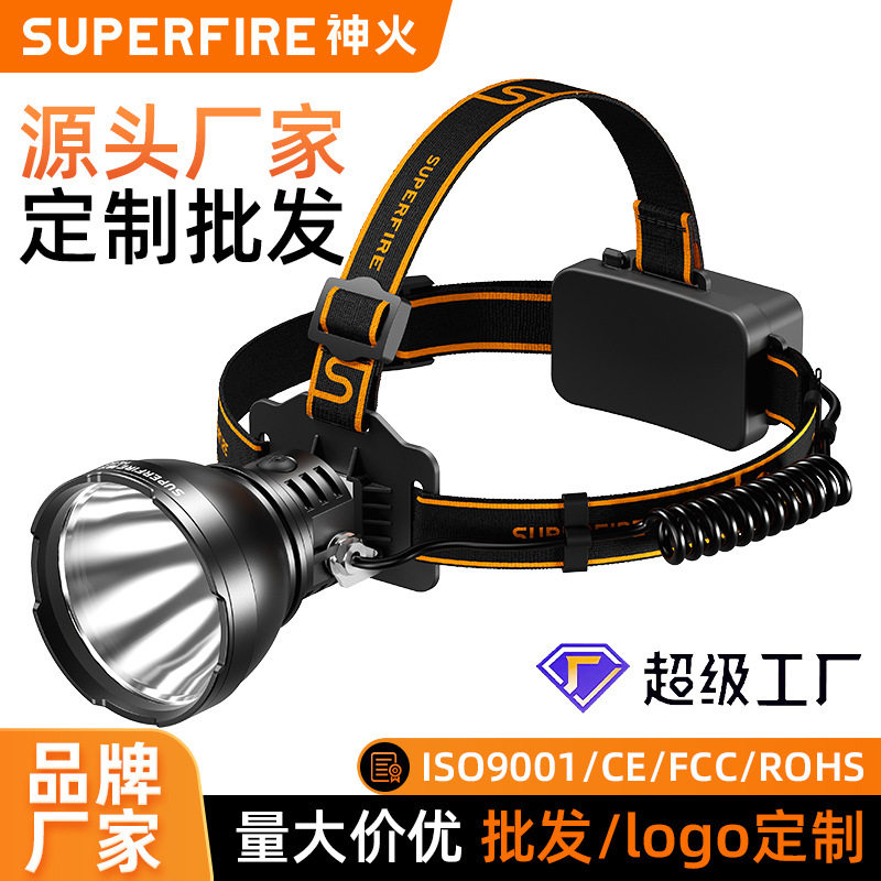 Customized Shenhuo Strong Light Long-Range Headlamp Rechargeable 36W High-Power Aluminum Alloy Led Outdoor Head-Mounted Miner's Lamp