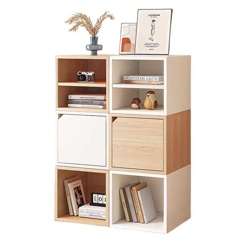 自由组合格子柜书本收纳柜储物柜简易书架阶梯柜玻璃小书柜方格柜