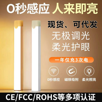 Led Cabinet Light Rechargeable Human Body Sensor Light Strip Wardrobe Light Bedroom Sleeping Dormitory Night Light Magnetic Strip