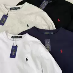 Foreign Trade Cross-Border Rl Ralph Lauren Logo Embroidered Long-Sleeve T-Shirt, Unisex Classic Loose Fit, Versatile, Scannable