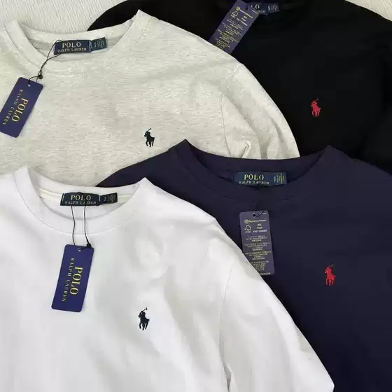 Foreign Trade Cross-Border Rl Ralph Lauren Logo Embroidered Long-Sleeve T-Shirt, Unisex Classic Loose Fit, Versatile, Scannable