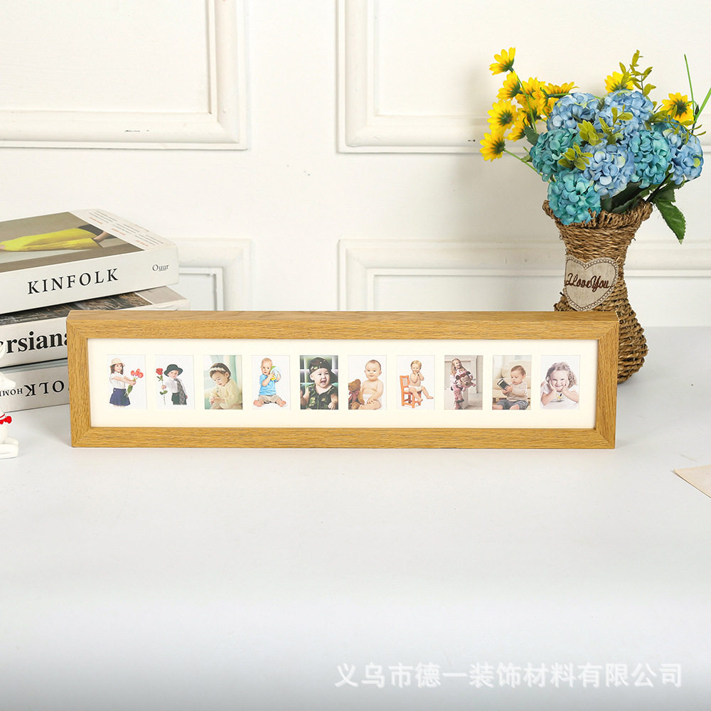 Factory quick hair porous photo frame wooden 10 holes 6 holes 20 holes 2 inch photo Children's photo frame