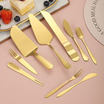 Stainless steel cake knife fork spoon suit cheese knife pizza shovel moon cake fork dessert spoon western pastry baking tool