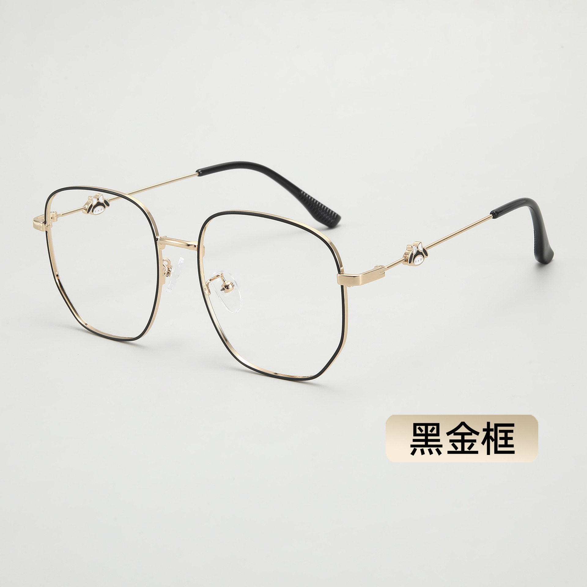 New large metal glasses polygonal glasses frame anti-blue light glasses adorable glasses frame can be equipped with near-sight glasses