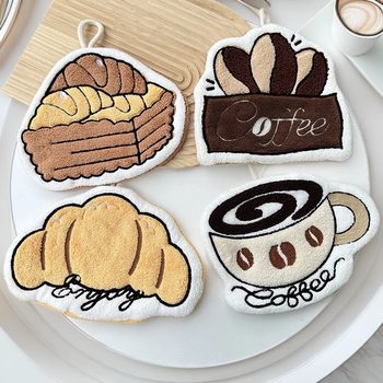 Cross-Border Supply Coral Fleece Coffee Cup Hand Towel Thick Absorbent Towel Kitchen Bathroom Cartoon Gift Home