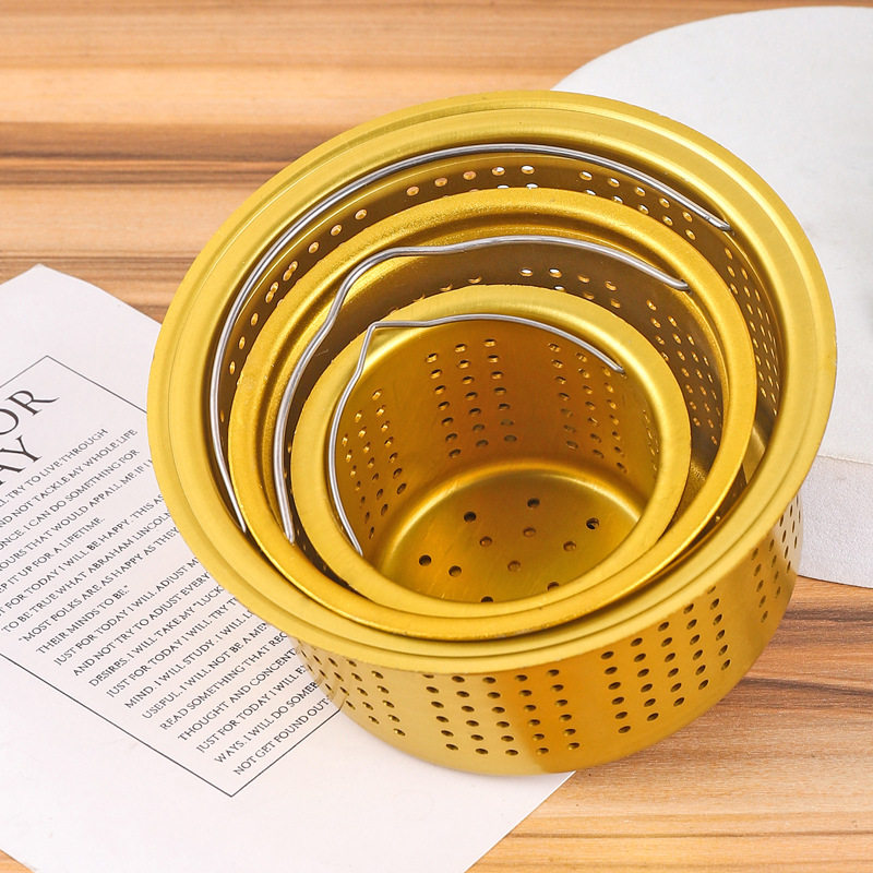 Kitchen Sink Filter Net, Dishwashing Sink Residue Separator, Sewer Residue Net, Space Aluminum Material, Anti-Clogging Vegetable Washing Sink