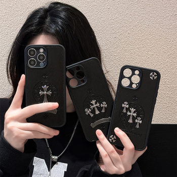 Cross-Shaped New Trendy Brand Crow Heart Suitable for Apple 16 Pro Max 17/13/12 Full Coverage 16 Phone Case High-End