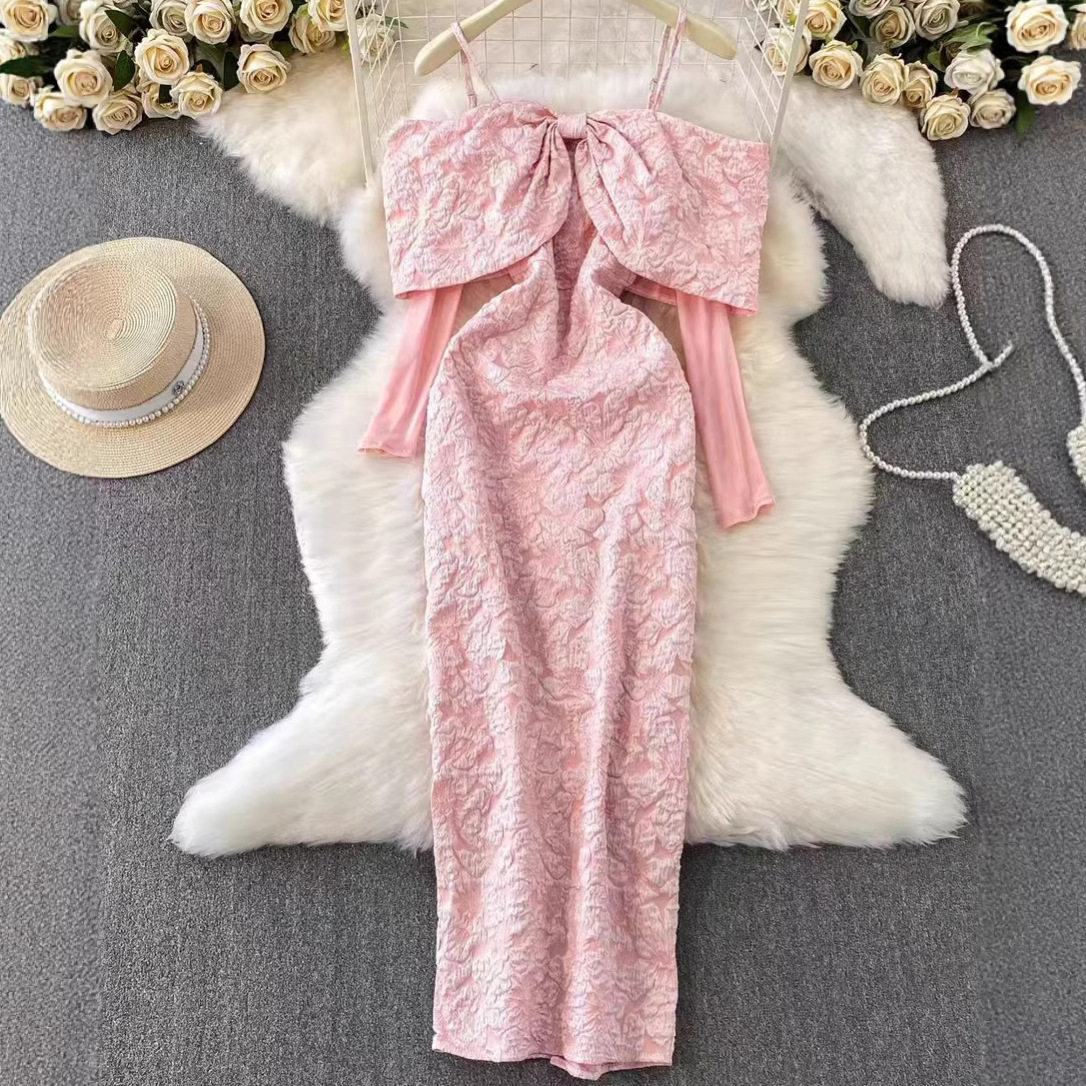 Off Shoulder Pink Bodycon Dress Slim Fit Elegant Style Spring Summer Perfect for Formal Occasions Wholesale