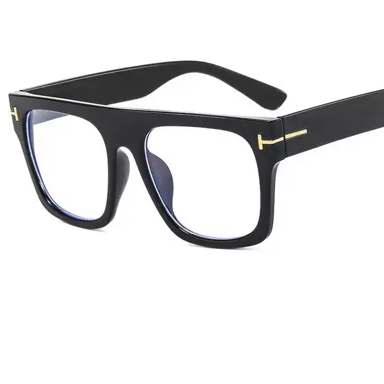 New fashion personality large frame anti-blue light glasses can be equipped with myopia simple fashion men's and women's European and American flat mirror cross