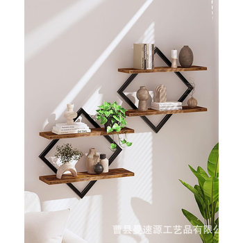 Cross-Border Wall-Mounted Storage Rack Vase Ornaments Placement Rack Wall Decoration Rack Household Sundries Storage Solid Wood Rack