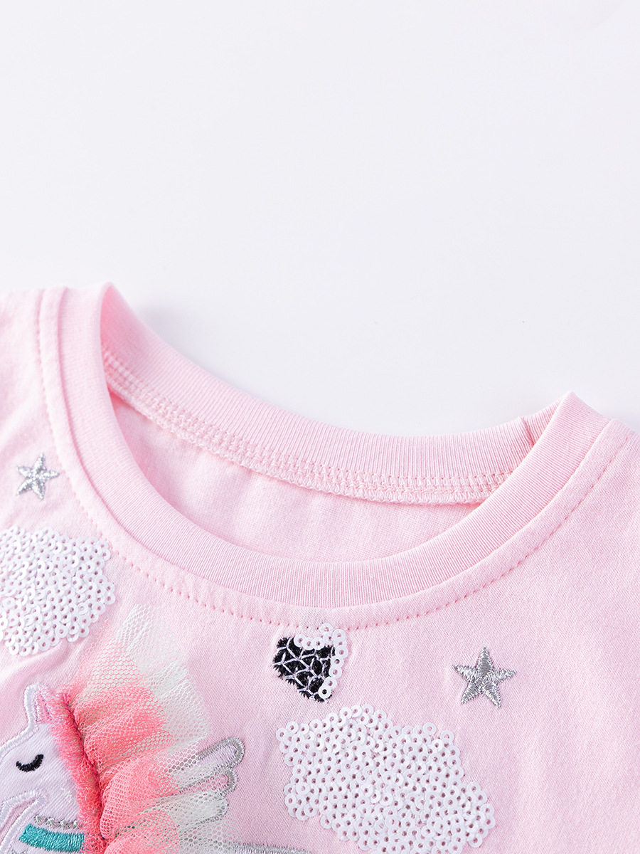 Girls' Tulle Princess Dress, Summer Cotton Short-sleeve Kids' Dress, Cute Kids' Dress