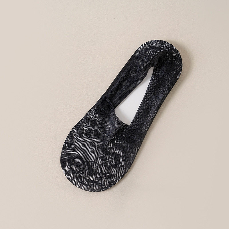 深口女士提花蕾丝锁边花边棉底隐形袜浅口硅胶防滑棉底船袜子批发