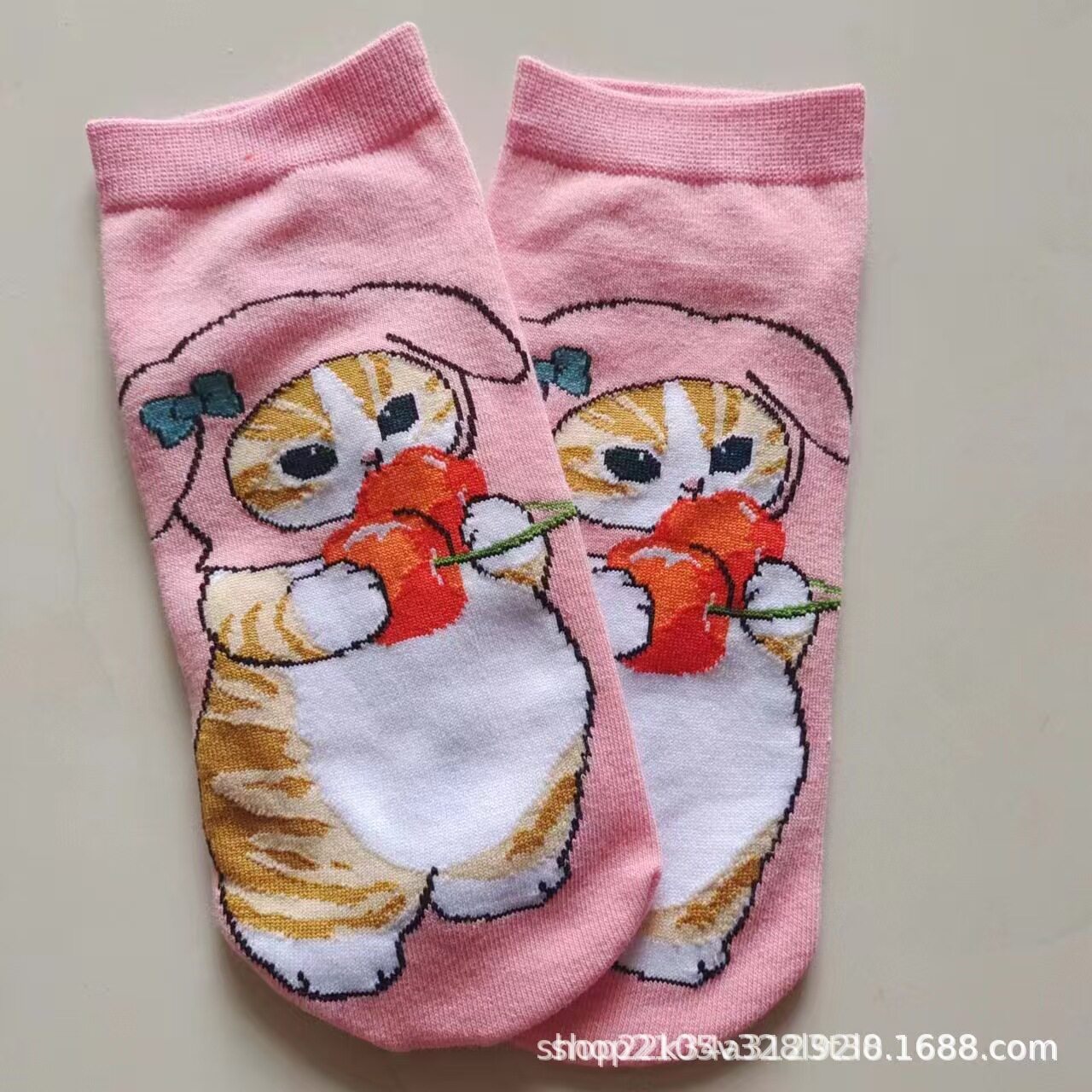 日单mofusand鲨鱼猫库存炸虾猫系列外贸出口女卡通棉袜短袜可爱袜
