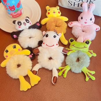 Cute cartoon plush bear hair band does not hurt hair headdress children's hair tie Korean style hair rope ball head rubber band
