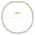 White crystal roman gold necklace