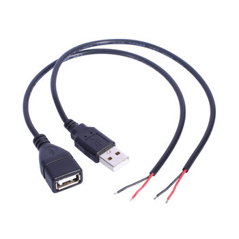 DIY Two-Core Cable to USB Male a Port Female Connector Cable 0.3 Square Millimeter 2P Charging Cable USB Jack 3A