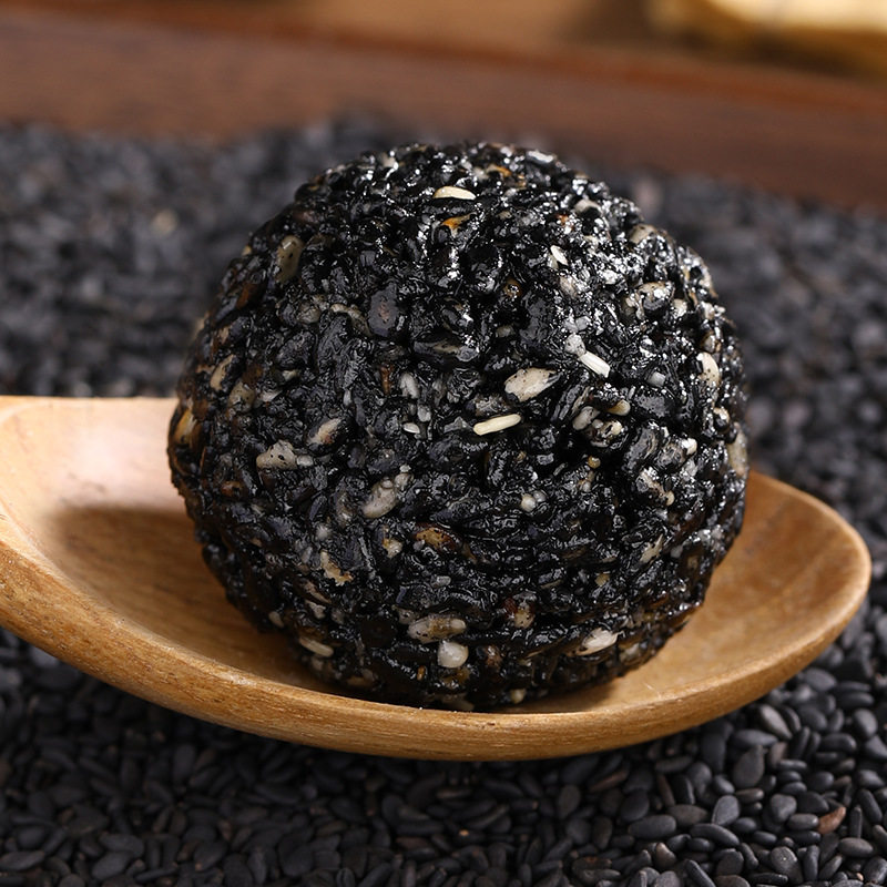 Tiktok Kuaishou same style black sesame balls nine steamed nine drying handmade sesame balls independent pack black sesame balls