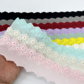 5.5cm wide cotton color rose embroidery cotton lace accessories DIY clothing Lolita lace material