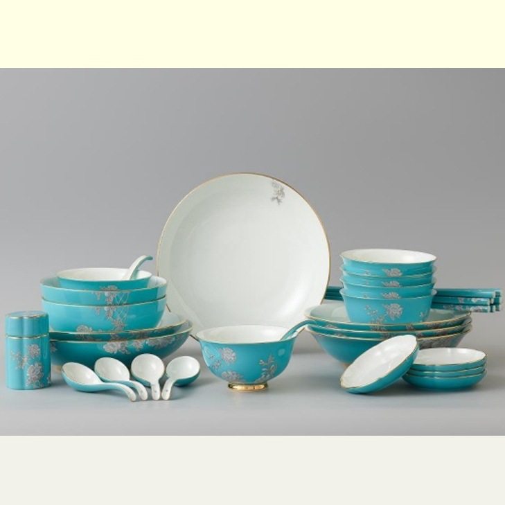 Yongfengyuan Feast Porcelain-Ink Peony Ceramic Tableware Set Home Tableware Gift Box Set Business Gift