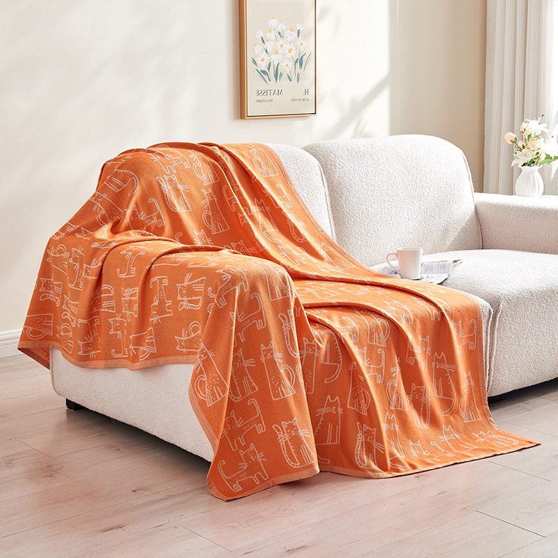 Manufacturer Wholesale Orange Kitten Airline Blanket Airplane Blanket First Class Blanket Air Conditioning Blanket Air Travel Blanket