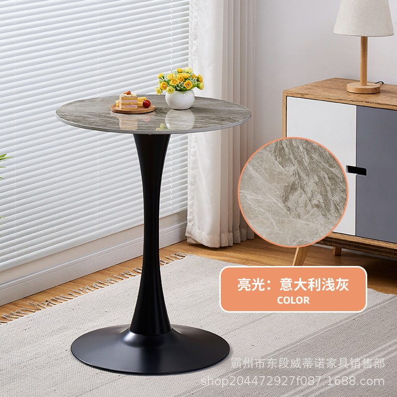 中古风洽谈椅现代简约家用圆形餐桌小户型复古圆桌客厅阳台茶几