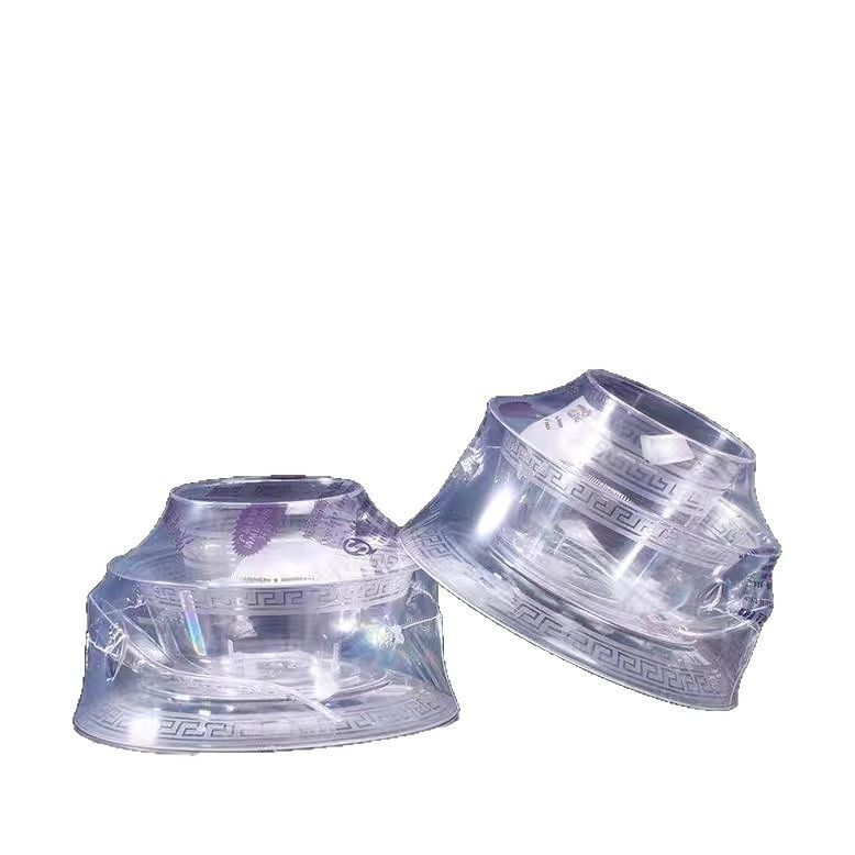 Disposable aviation crystal tableware four-piece set of hard plastic bowls and chopsticks suit high temperature resistant wholesale food grade