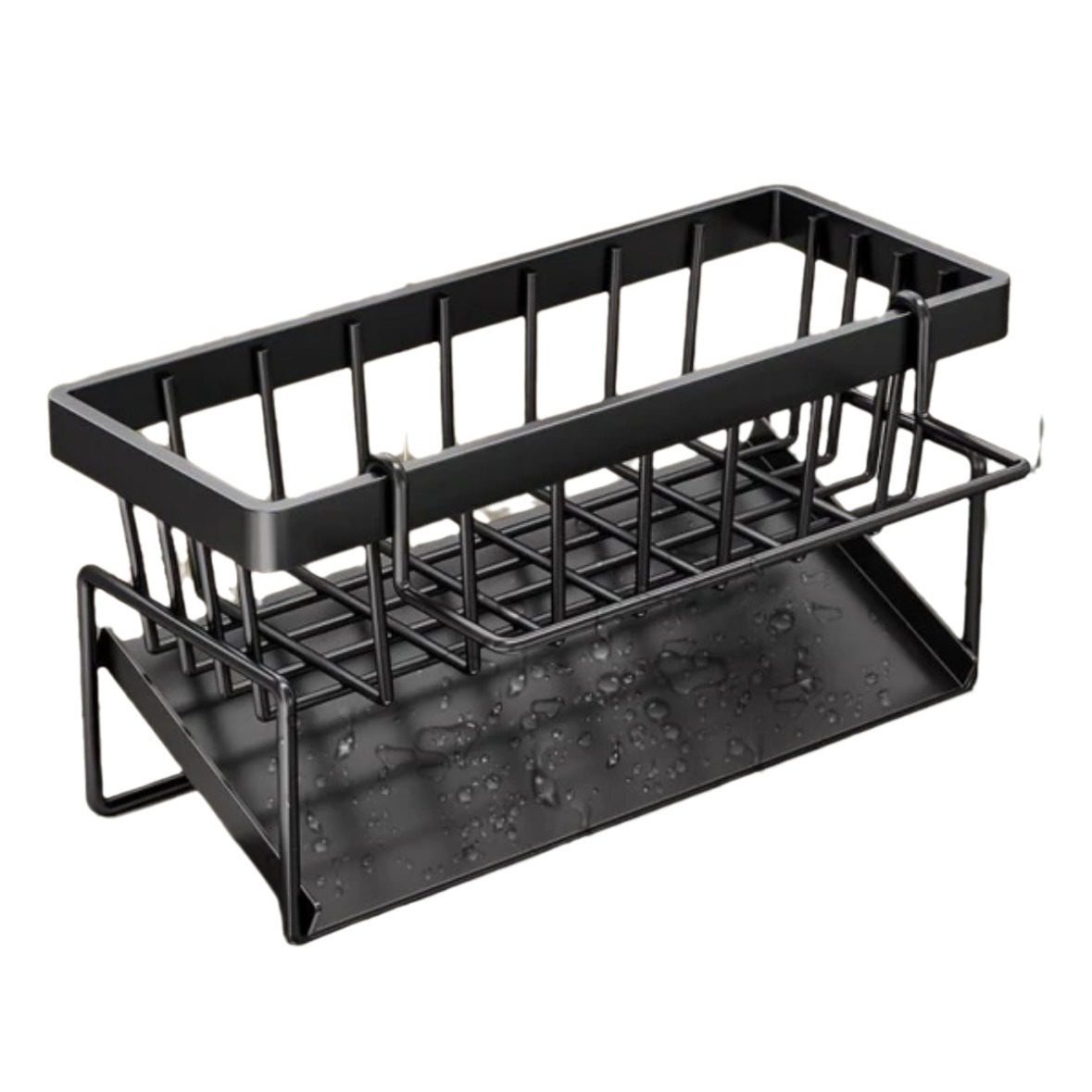 Sink Draining Basket with Tray Inclined Draining Kitchen Widened Storage Rack Towel with Hanging Rod Draining Rack Storage Rack