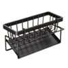 Sink Draining Basket with Tray Inclined Draining Kitchen Widened Storage Rack Towel with Hanging Rod Draining Rack Storage Rack