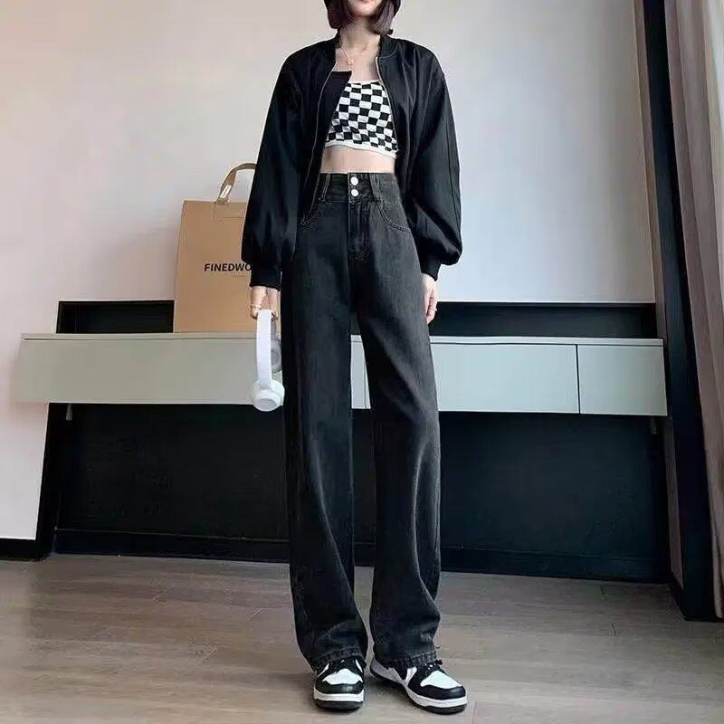 High Waisted Wide Leg Jeans for Women Loose Fit Slimming Fashionable Plus Size Spring Casual Wear Wholesale