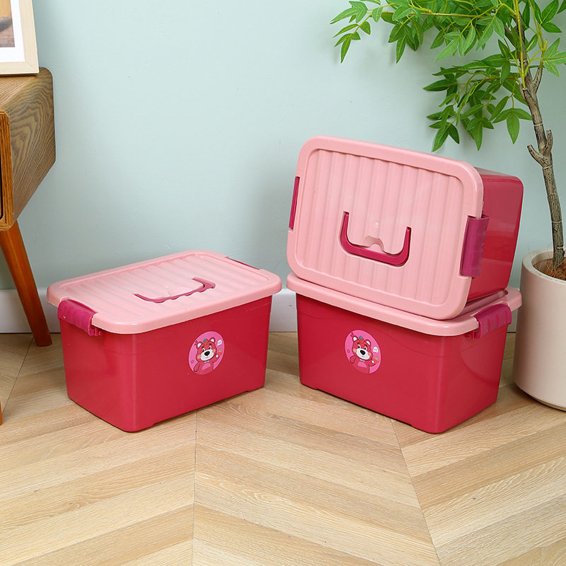 Strawberry Bear Plastic Storage Box Yellow Duck Storage Box Toy Sundries Plastic Storage Box Children's Portable Storage Box