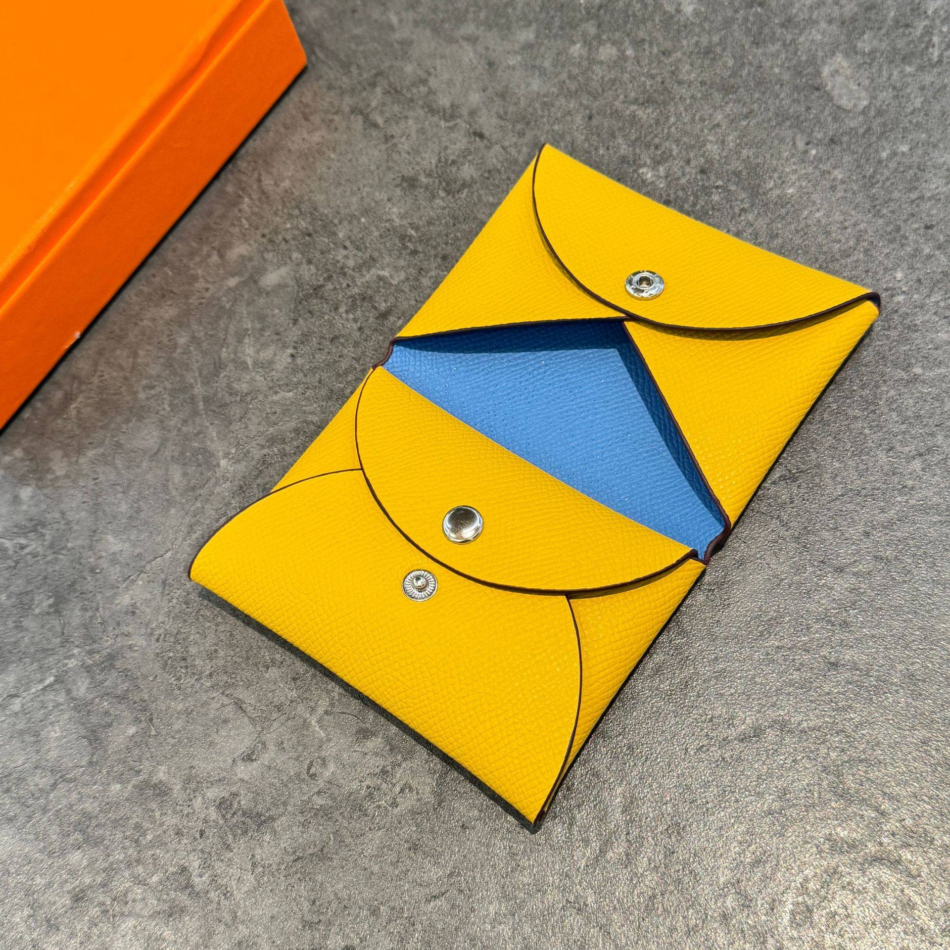 Genuine Leather Palm Print Card Holder Coin Purse Large Capacity Half-Fold Document Storage Bag Portable Multi-Card Slot Card Holder Bag for Going Out