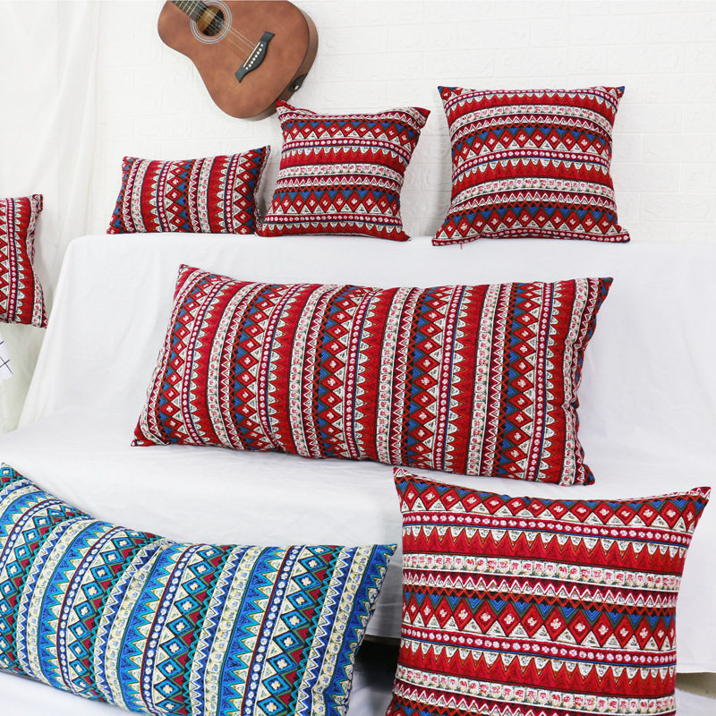 Bohemian Cotton and Linen Pillow Case Ethnic Style Decoration Long Cushion Homestay Terrace Photo Studio Shooting Big Pillow