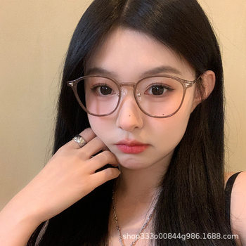 Cold brown glasses women's fashion high-end sense without makeup artifact anti-blue light myopia glasses big face small glasses frame