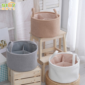 Round Storage Basket Solid Color Simple Large Capacity Storage Basket with Handle Convenient Storage Basket Storage Basket