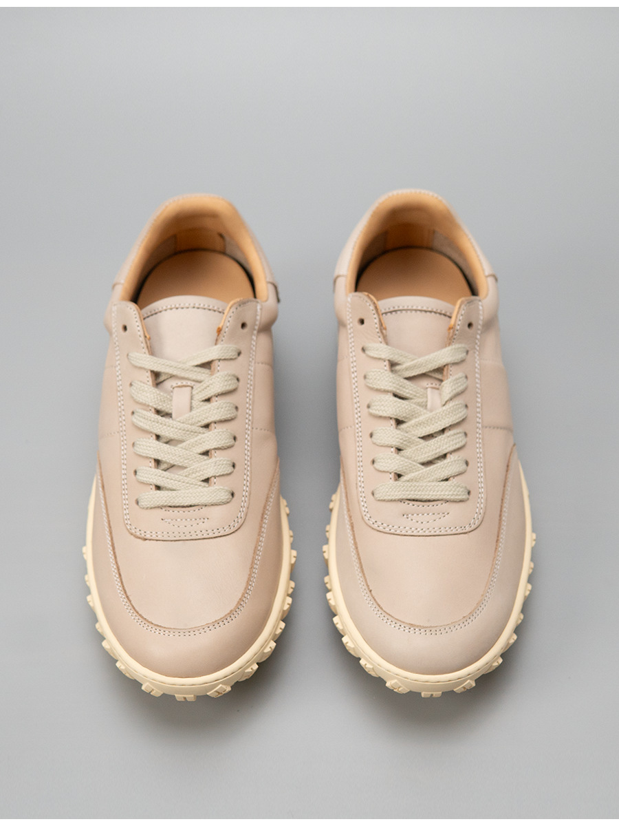 Giày sneaker nam da bò thật thủ công đế dày kiểu Forrest Gump — Màu trắng ngà