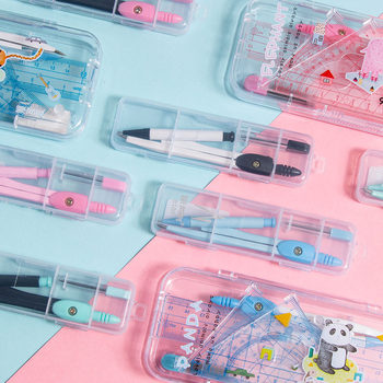 Student compass Ruler 7-piece geometric drawing design tools cartoon compasses learning supplies compasses set