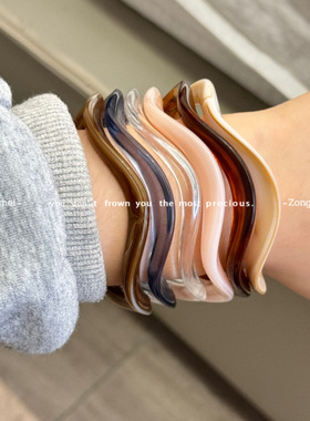 极简chic手镯不规则波浪设计树脂大理石混色文艺简约叠戴ins镯子