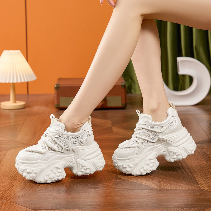 Sandal cao gót nữ hở mũi đế xuồng gót siêu cao 8 cm, phong cách thể thao lưới thoáng khí — Trắng, Bạc