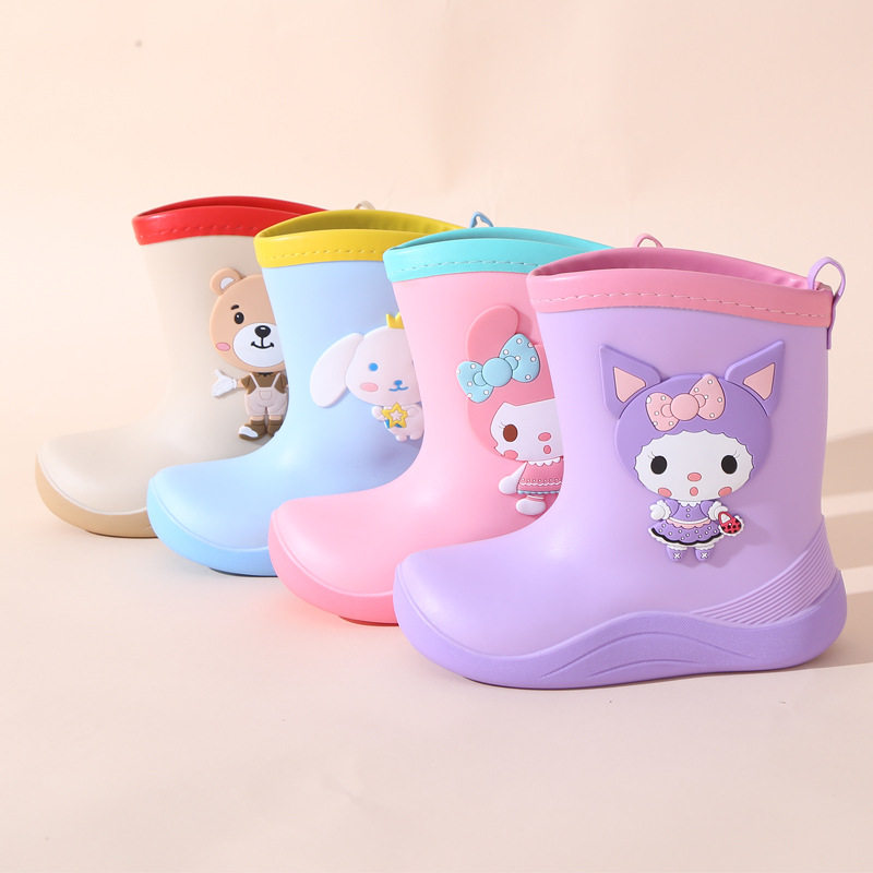 Bao Yuer Children's Rain Boots for Men and Women Baby's Mid-tube Rain Boots Infants 1-6 Years Old Children's Water Shoes Rubber Shoes Cross-border Children's Shoes
