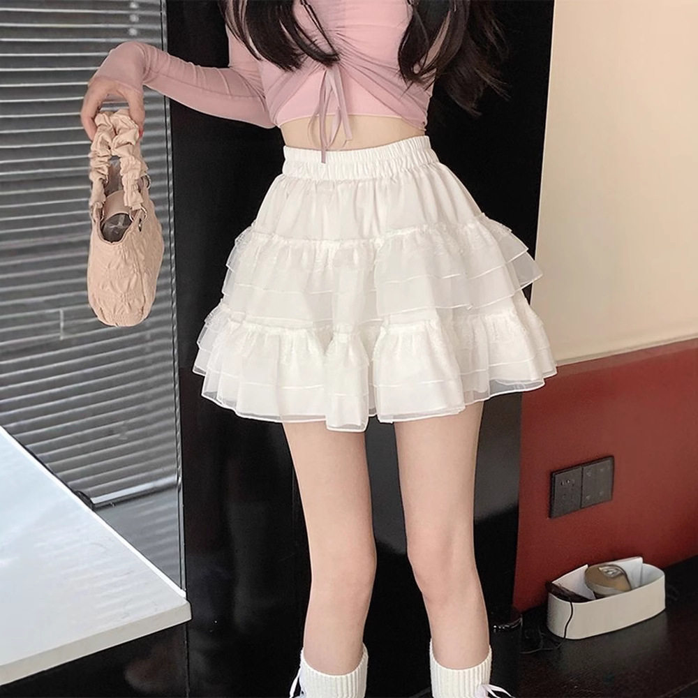 Lace A Line Mini Skirt High Waist Tulle Fabric Ballet Style Spring Summer Fashion Wholesale Available