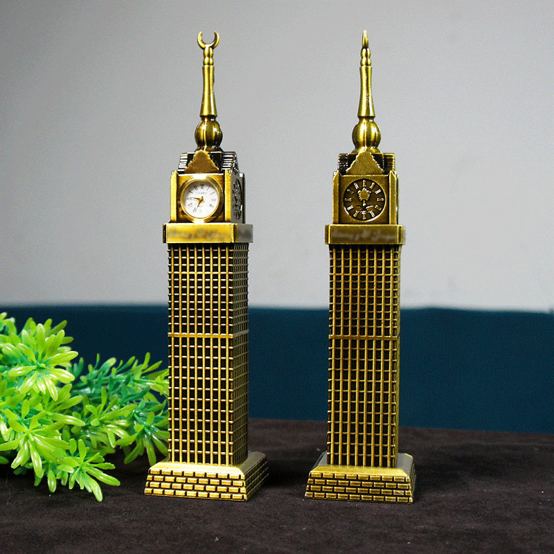 Metal Mecca Bell Tower Architectural Model Ornaments Home Creative Decoration Landmark Tourist Souvenirs Gifts