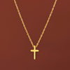 Wen Jian Cross Necklace New 18k Gold Pendant Clavicle Chain Women's High-grade Necklace Titanium Steel Color-free Decoration