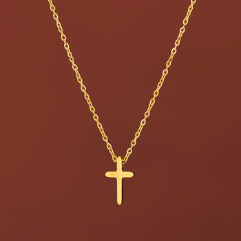 Wen Jian Cross Necklace New 18k Gold Pendant Clavicle Chain Women's High-grade Necklace Titanium Steel Color-free Decoration