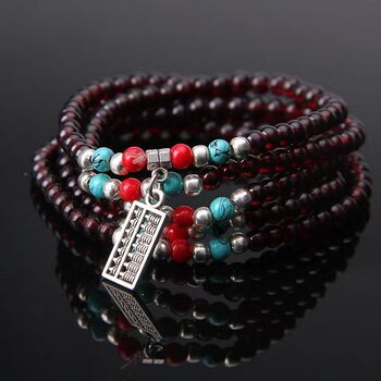 Ethnic-style imitation garnet bracelet 6mm multi-circle pixiu crystal bracelet multi-layer bracelet small gift stall supply
