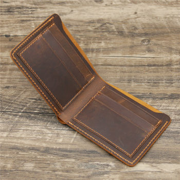 1059 Men's Crazy Horse Leather Wallet Genuine Leather Wallet Card Holder Simple Retro European and American Style Foreign Trade Amazon AliExpress
