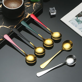 Stainless Steel Internet Celebrity Spoon Household Spoon Watermelon Spoon Dessert Stirring Spoon Bird's Nest Spoon Gift Spoon Wholesale Laser Logo