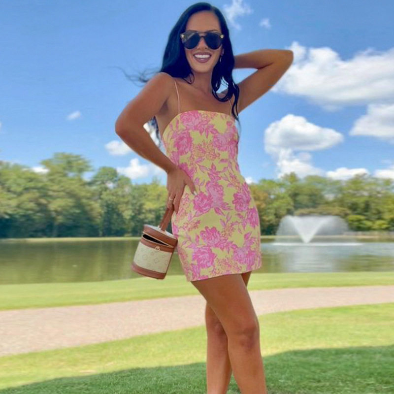 Summer Womens Bodycon Dress Off Shoulder Sexy Rose Print Sleeveless Perfect for Parties and Events Wholesale