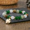 Cross-Border New Product European and American Retro Style Four-Leaf Clover Single Beaded Bracelet Handmade Beaded 8mm Natural Stone Bracelet for Women