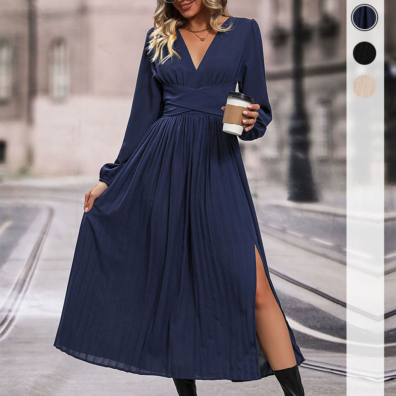 Long Sleeve Solid Color Dress Multi Color Options Casual Spring and Autumn Wear Wholesale Available