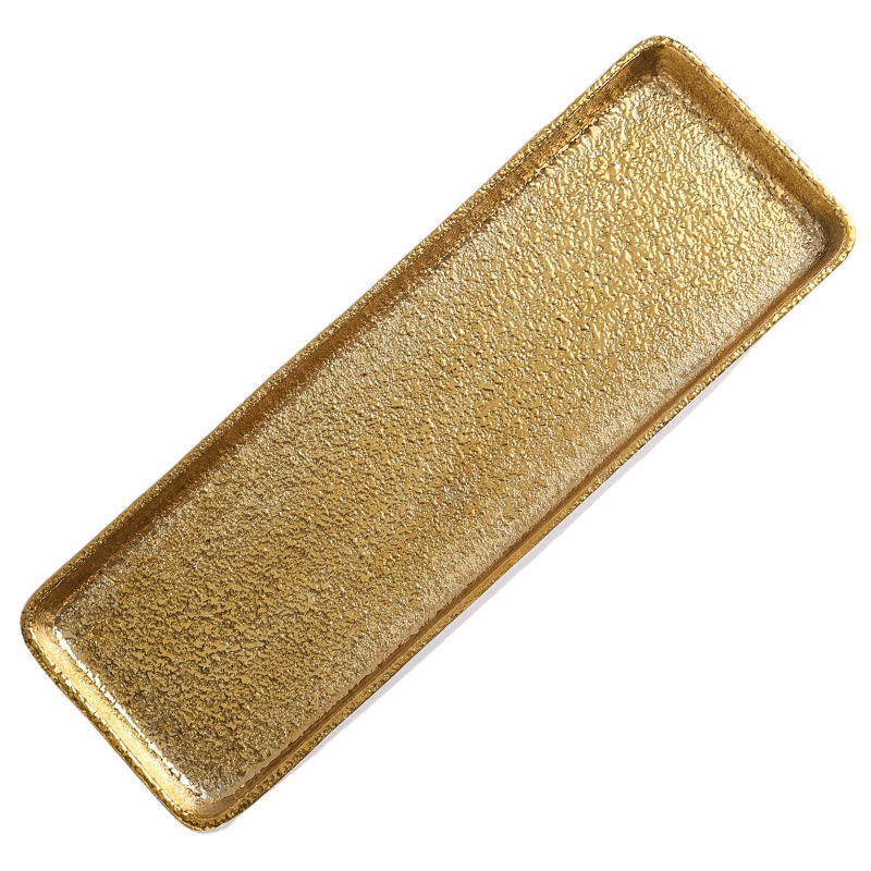 Retro Accessible Luxury Style Golden Silver Rectangular Plate Fruit Salad Plate Sushi Plate Square Flavor Plate Small Dish Snack Plate